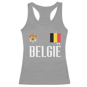 Royal Coat of Arms Belgie Crest Graphic Racerback Tank Top Traditional Belgium Belgian Flag and Lion Heritage Pride Gift TS02 Sport Gray Print Your Wear