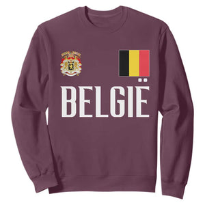 Royal Coat of Arms Belgie Crest Graphic Sweatshirt Traditional Belgium Belgian Flag and Lion Heritage Pride Gift TS02 Maroon Print Your Wear