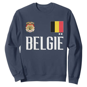 Royal Coat of Arms Belgie Crest Graphic Sweatshirt Traditional Belgium Belgian Flag and Lion Heritage Pride Gift TS02 Navy Print Your Wear