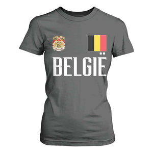 Royal Coat of Arms Belgie Crest Graphic T Shirt For Women Traditional Belgium Belgian Flag and Lion Heritage Pride Gift TS02 Dark Heather Print Your Wear