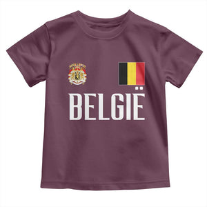 Royal Coat of Arms Belgie Crest Graphic Toddler T Shirt Traditional Belgium Belgian Flag and Lion Heritage Pride Gift TS02 Maroon Print Your Wear
