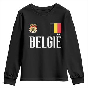Royal Coat of Arms Belgie Crest Graphic Youth Sweatshirt Traditional Belgium Belgian Flag and Lion Heritage Pride Gift TS02 Black Print Your Wear