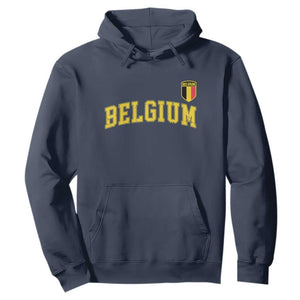 Vintage Belgium Varsity Style Distressed Graphic Hoodie Classic Collegiate Belgian Pride TS02 Navy Print Your Wear