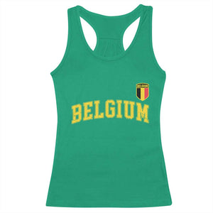 Vintage Belgium Varsity Style Distressed Graphic Racerback Tank Top Classic Collegiate Belgian Pride TS02 Irish Green Print Your Wear