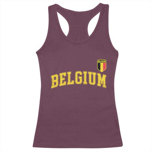 Vintage Belgium Varsity Style Distressed Graphic Racerback Tank Top Classic Collegiate Belgian Pride TS02 Maroon Print Your Wear