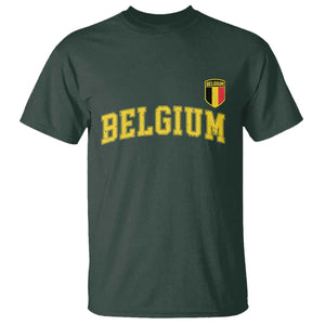 Vintage Belgium Varsity Style Distressed Graphic T Shirt Classic Collegiate Belgian Pride TS02 Dark Forest Green Print Your Wear