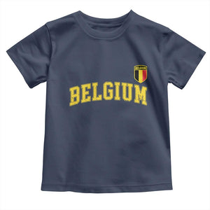Vintage Belgium Varsity Style Distressed Graphic Toddler T Shirt Classic Collegiate Belgian Pride TS02 Navy Print Your Wear