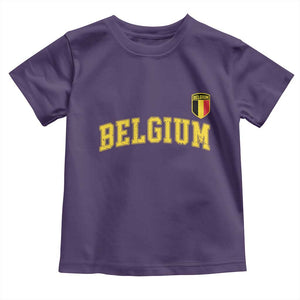 Vintage Belgium Varsity Style Distressed Graphic Toddler T Shirt Classic Collegiate Belgian Pride TS02 Purple Print Your Wear