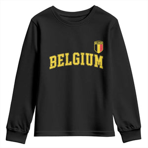 Vintage Belgium Varsity Style Distressed Graphic Youth Sweatshirt Classic Collegiate Belgian Pride TS02 Black Print Your Wear