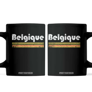 Retro Belgique Belgium Flag Distressed Graphic in French Coffee Mug Proud Belgian Heritage and Country Roots Pride Gift TS02 Black Print Your Wear