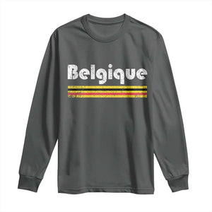 Retro Belgique Belgium Flag Distressed Graphic in French Long Sleeve Shirt Proud Belgian Heritage and Country Roots Pride Gift TS02 Dark Heather Print Your Wear