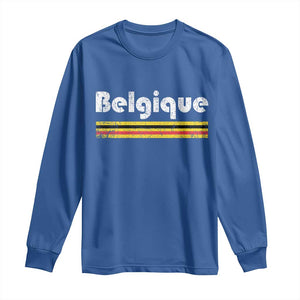Retro Belgique Belgium Flag Distressed Graphic in French Long Sleeve Shirt Proud Belgian Heritage and Country Roots Pride Gift TS02 Royal Blue Print Your Wear