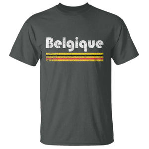 Retro Belgique Belgium Flag Distressed Graphic in French T Shirt Proud Belgian Heritage and Country Roots Pride Gift TS02 Dark Heather Print Your Wear