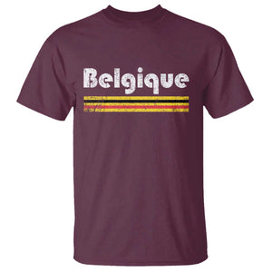 Retro Belgique Belgium Flag Distressed Graphic in French T Shirt Proud Belgian Heritage and Country Roots Pride Gift TS02 Maroon Print Your Wear