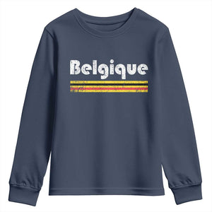 Retro Belgique Belgium Flag Distressed Graphic in French Youth Sweatshirt Proud Belgian Heritage and Country Roots Pride Gift TS02 Navy Print Your Wear