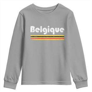Retro Belgique Belgium Flag Distressed Graphic in French Youth Sweatshirt Proud Belgian Heritage and Country Roots Pride Gift TS02 Sport Gray Print Your Wear