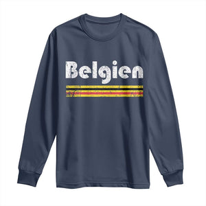 Retro Belgien Belgium Flag Distressed Graphic in German Long Sleeve Shirt Proud Belgian Heritage and Country Roots Pride Gift TS02 Navy Print Your Wear