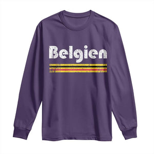 Retro Belgien Belgium Flag Distressed Graphic in German Long Sleeve Shirt Proud Belgian Heritage and Country Roots Pride Gift TS02 Purple Print Your Wear