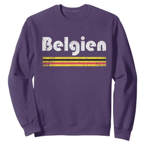 Retro Belgien Belgium Flag Distressed Graphic in German Sweatshirt Proud Belgian Heritage and Country Roots Pride Gift TS02 Purple Print Your Wear