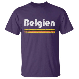 Retro Belgien Belgium Flag Distressed Graphic in German T Shirt Proud Belgian Heritage and Country Roots Pride Gift TS02 Purple Print Your Wear