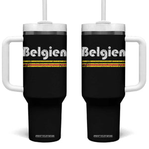 Retro Belgien Belgium Flag Distressed Graphic in German Tumbler With Handle Proud Belgian Heritage and Country Roots Pride Gift TS02 One Size: 40 oz Black Print Your Wear