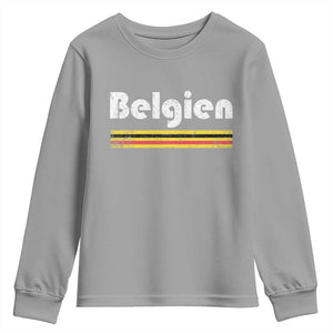 Retro Belgien Belgium Flag Distressed Graphic in German Youth Sweatshirt Proud Belgian Heritage and Country Roots Pride Gift TS02 Sport Gray Print Your Wear
