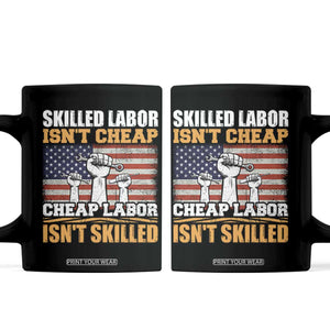 Skilled Labor Patriotic USA Flag Coffee Mug Blue Collar Trade Union Hand Tools Pride Graphic TS02 Black Print Your Wear