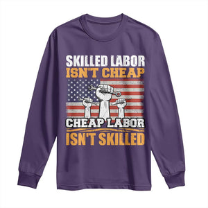Skilled Labor Patriotic USA Flag Long Sleeve Shirt Blue Collar Trade Union Hand Tools Pride Graphic TS02 Purple Print Your Wear