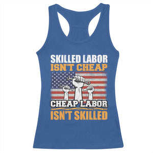 Skilled Labor Patriotic USA Flag Racerback Tank Top Blue Collar Trade Union Hand Tools Pride Graphic TS02 Royal Blue Print Your Wear