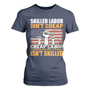 Skilled Labor Patriotic USA Flag T Shirt For Women Blue Collar Trade Union Hand Tools Pride Graphic TS02 Navy Print Your Wear