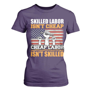 Skilled Labor Patriotic USA Flag T Shirt For Women Blue Collar Trade Union Hand Tools Pride Graphic TS02 Purple Print Your Wear
