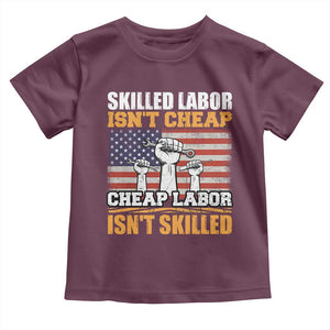 Skilled Labor Patriotic USA Flag Toddler T Shirt Blue Collar Trade Union Hand Tools Pride Graphic TS02 Maroon Print Your Wear
