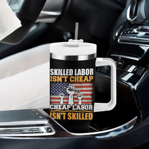 Skilled Labor Patriotic USA Flag Tumbler With Handle Blue Collar Trade Union Hand Tools Pride Graphic TS02 Print Your Wear