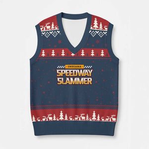 Indiana Speedway Slammer 2025 V-Neck Knit Sweater Vest Detention Prison TS02 Navy Red Print Your Wear