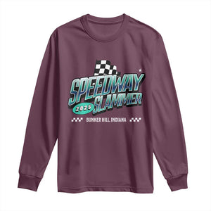 Speedway Slammer 2025 Long Sleeve Shirt Bunker Hill Indiana TS02 Maroon Print Your Wear