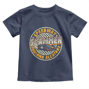 Speedway Slammer 2025 Toddler T Shirt Indiana Alcatraz Retro Vintage Racing Graphic TS02 Navy Print Your Wear