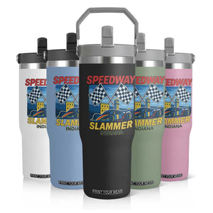Speedway Slammer 2025 Flip Straw Tumbler Indiana Alcatraz Vintage Racing Graphic TS02 Print Your Wear
