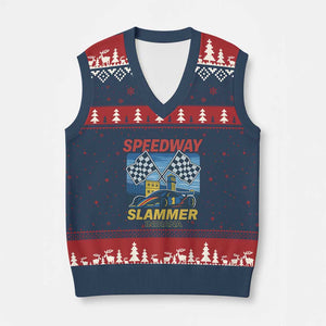 Speedway Slammer 2025 V-Neck Knit Sweater Vest Indiana Alcatraz Vintage Racing Graphic TS02 Navy Red Print Your Wear