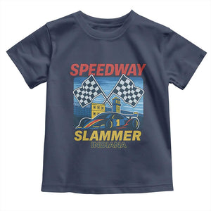 Speedway Slammer 2025 Toddler T Shirt Indiana Alcatraz Vintage Racing Graphic TS02 Navy Print Your Wear