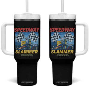 Speedway Slammer 2025 Tumbler With Handle Indiana Alcatraz Vintage Racing Graphic TS02 One Size: 40 oz Black Print Your Wear