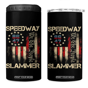 Speedway Slammer 2025 4 in 1 Can Cooler Tumbler We The People Patriotic Distressed American Flag TS02 One Size: 16 oz Black Print Your Wear