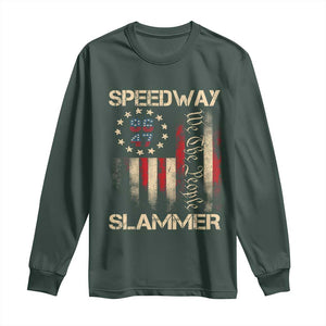 Speedway Slammer 2025 Long Sleeve Shirt We The People Patriotic Distressed American Flag TS02 Dark Forest Green Print Your Wear