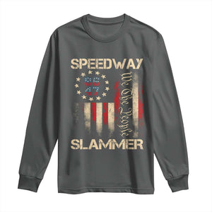 Speedway Slammer 2025 Long Sleeve Shirt We The People Patriotic Distressed American Flag TS02 Dark Heather Print Your Wear