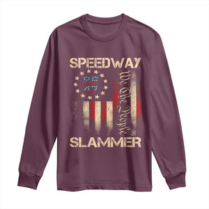 Speedway Slammer 2025 Long Sleeve Shirt We The People Patriotic Distressed American Flag TS02 Maroon Print Your Wear