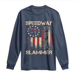 Speedway Slammer 2025 Long Sleeve Shirt We The People Patriotic Distressed American Flag TS02 Navy Print Your Wear