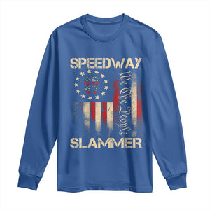 Speedway Slammer 2025 Long Sleeve Shirt We The People Patriotic Distressed American Flag TS02 Royal Blue Print Your Wear