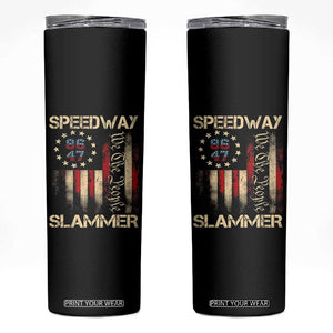 Speedway Slammer 2025 Skinny Tumbler We The People Patriotic Distressed American Flag TS02 Black Print Your Wear