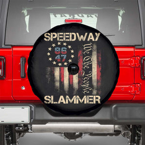 Speedway Slammer 2025 Spare Tire Cover We The People Patriotic Distressed American Flag TS02 Black Print Your Wear