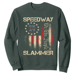 Speedway Slammer 2025 Sweatshirt We The People Patriotic Distressed American Flag TS02 Dark Forest Green Print Your Wear