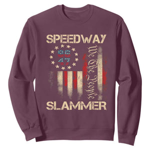 Speedway Slammer 2025 Sweatshirt We The People Patriotic Distressed American Flag TS02 Maroon Print Your Wear